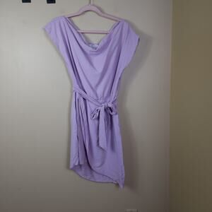 WISH Rise Purple One Shoulder Tie Waist Asymmetrical Mini Dress Size S